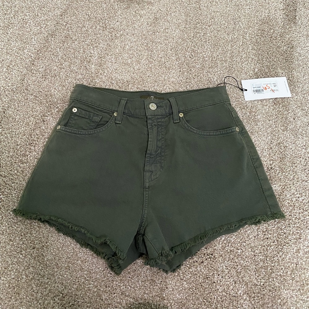 7 For All Mankind HWVIN Shorts - Army Green - Size 27 - NWT